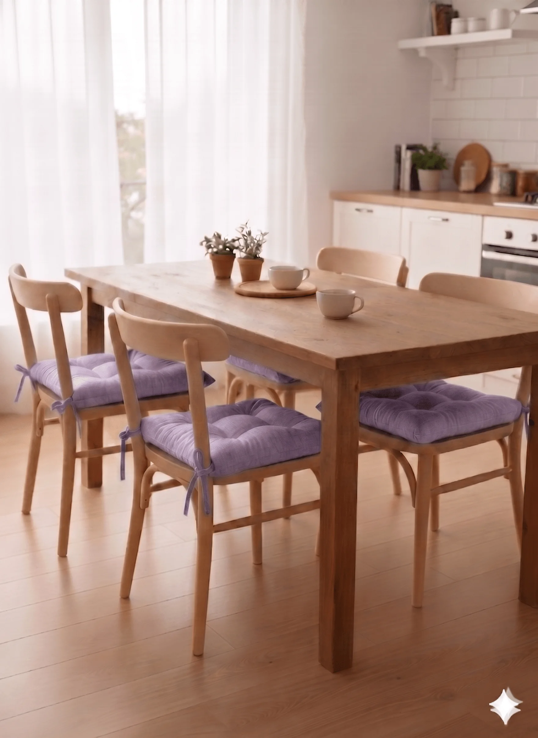 6 Adet Sandalye Minderi, Bağcıklı, 40x40 Ebatında