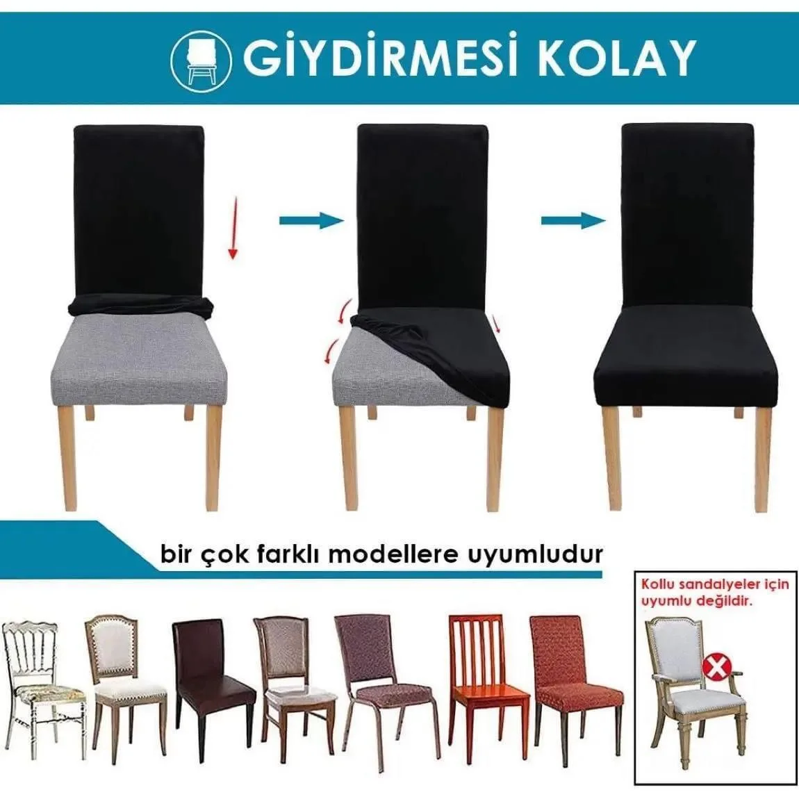 Lastikli Piti Kare, Esnek Sandalye Kılıfı